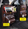 PU Leather Car Storage Bag Multifunction Seat Back Tray Hanging Bag Waterproof Car Organizer Automotive Interior Accessories